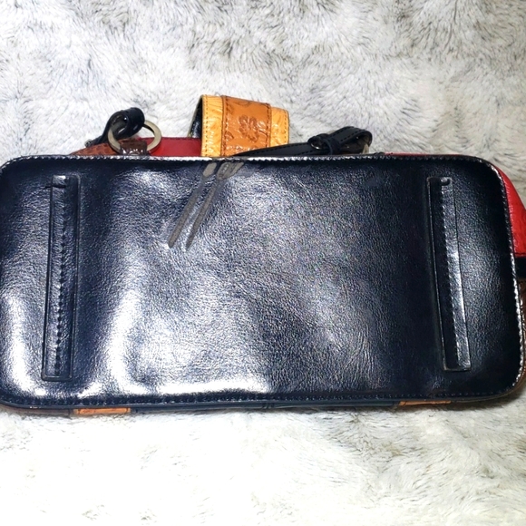 Vintage MC Marc Chantal Tooled Embossed Leather Multi Color Square Shoulder Bag - Picture 9 of 17